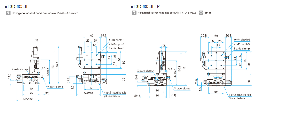 XYZ轴TSD平台(垂直) 60mm XYZ轴TSD平台(垂直) 60mm