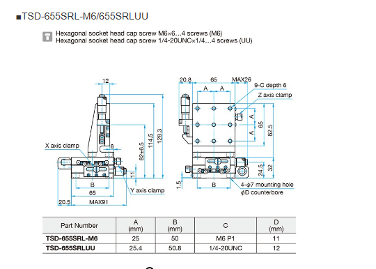 XYZ轴TSD平台（垂直） 65mm